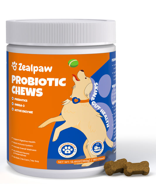 Zealpaw Dog Probiotics with Prebiotics & Digestive Enzymes – 180 Soft Chews for Gut Health & Immune Support